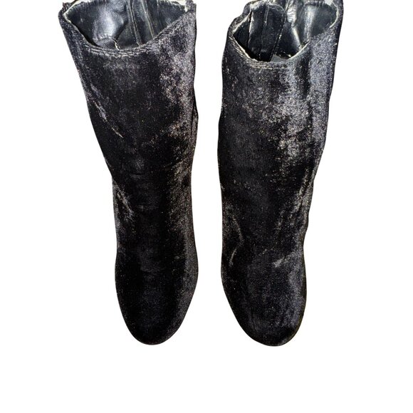 Black Velvet Ankle Boots Rhinestone Snake Design Sexy Glam Size 10 Punk Rock Y2K - Picture 4 of 6